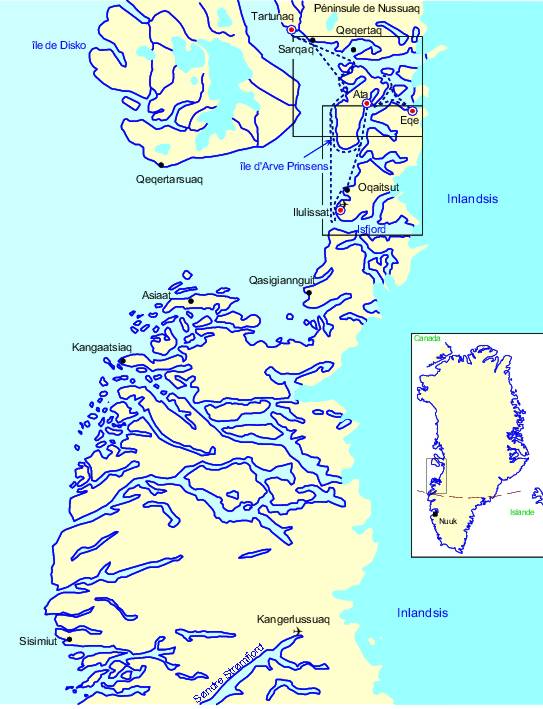 Carte de l’ouest du Groenland