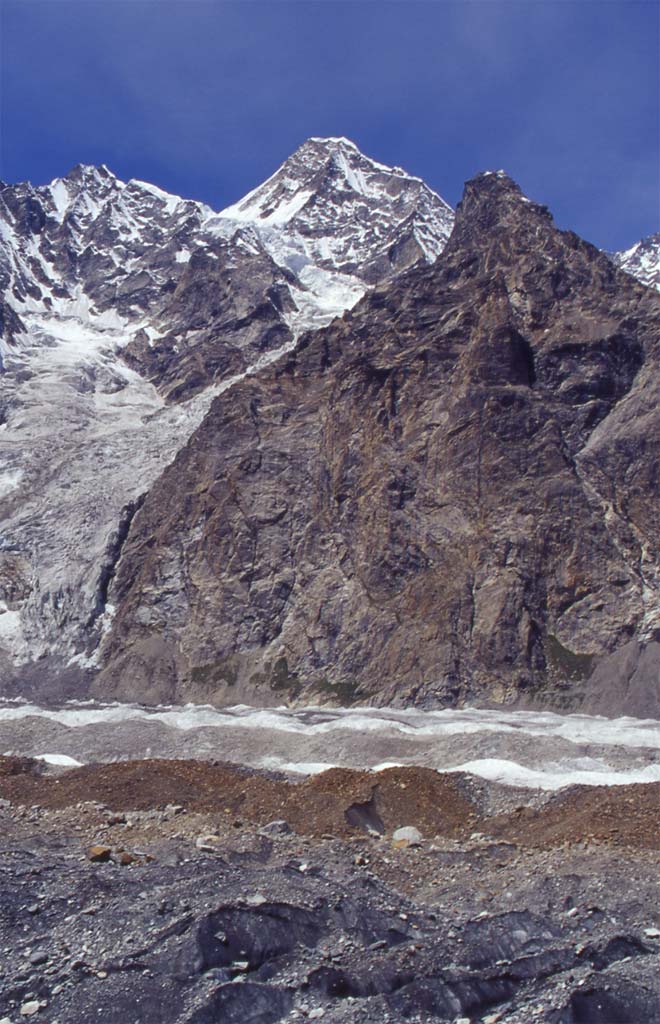 En descendant le long du glacier du Gandoghoro, le 18 août 1999