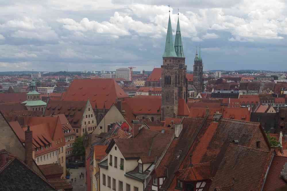 Nuremberg, vue depuis la maison de Pilate (Pilatushaus), le 4 août 2023