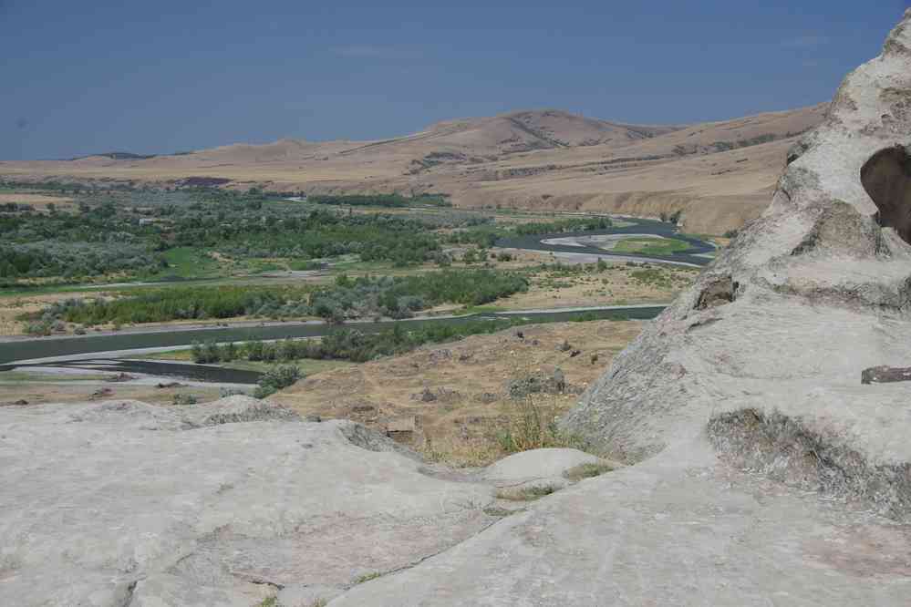 Ouplistsikhé (უფლისციხე), vue sur la rivière Mtkvari (მტკვარი), le 6 août 2017