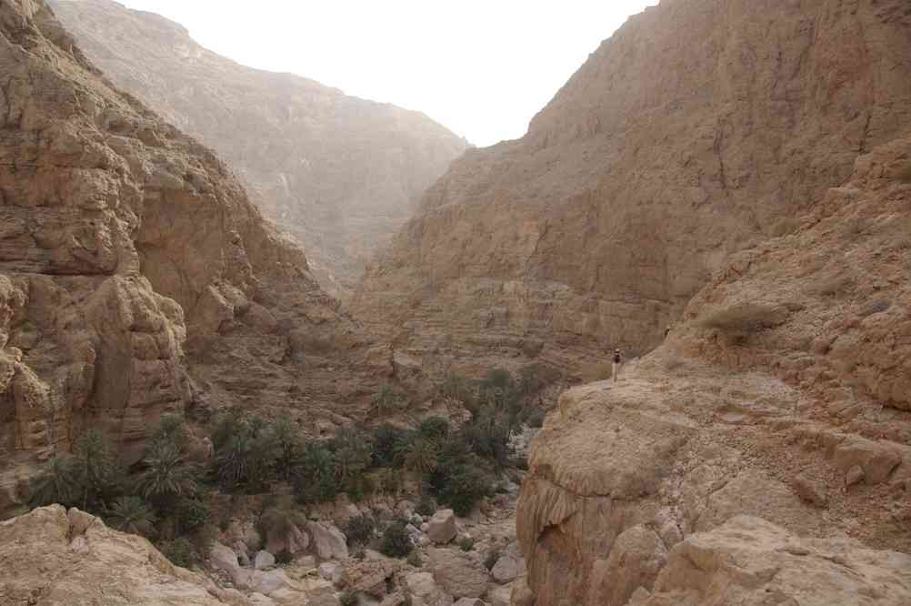 Les gorges du Wadi Shaab vues des falaises, le 26 mars 2012