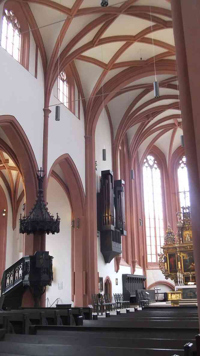 Intérieur de la Stadtkirche, la plus grande église (évangélique) de Bayreuth. 15 août 2019