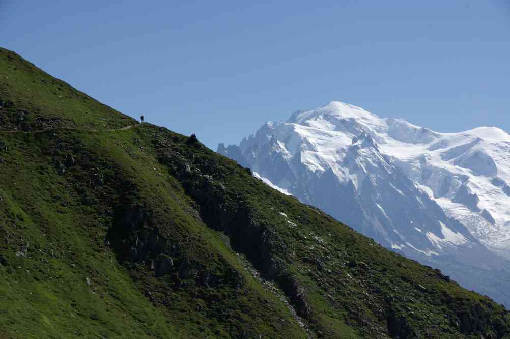 Le mont Blanc vu du sentier du refuge Albert Ier. Le lundi 9 août 2010