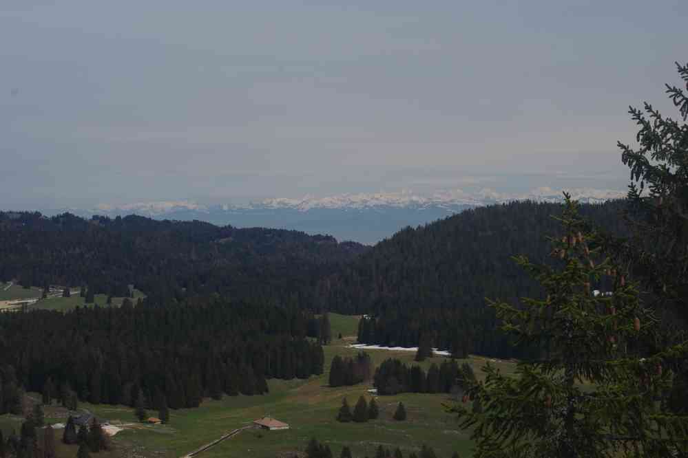 Belvédère des Dappes : vue vers les Alpes suisses. Le mardi 7 mai 2019
