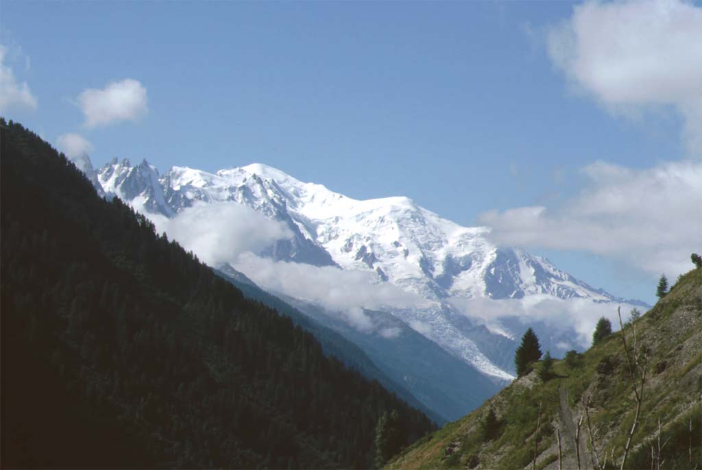 Le mont Blanc vu du sentier du col de Balme, le 26 juillet 1993
