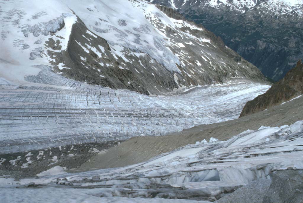 Descente vers le glacier d’Argentière, le 27 juillet 1993
