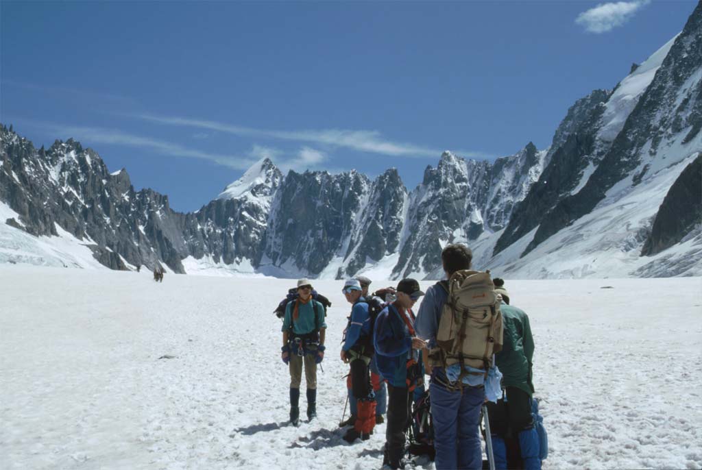 Halte sur le glacier d’Argentière, le 27 juillet 1993