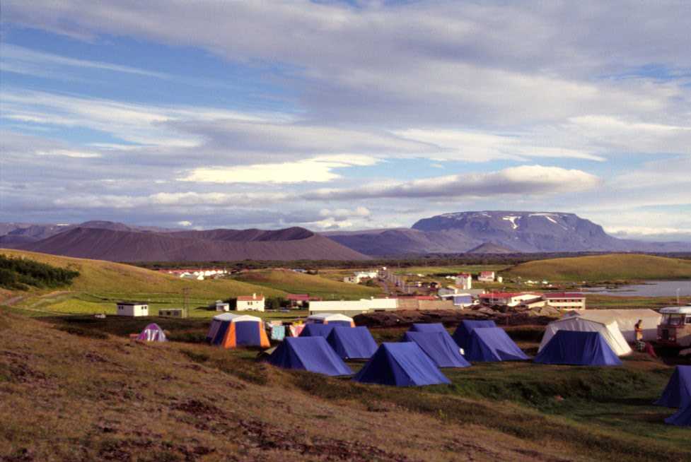Vue depuis notre camping du lac Mývatn