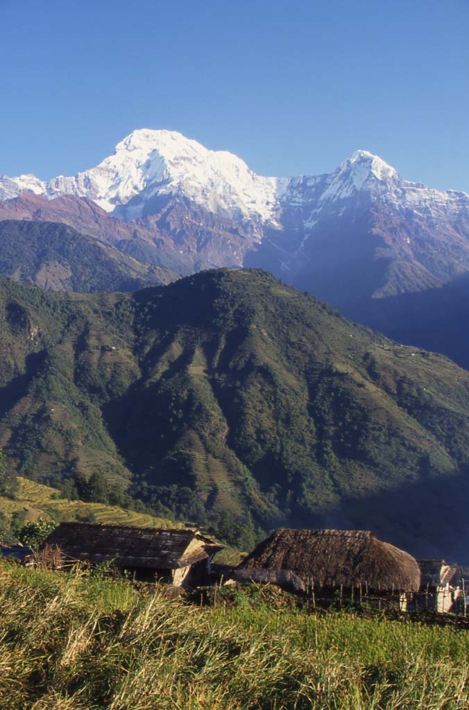 L’Annapurna sud et le Hiunchuli vus de Ghandrung, le 27 octobre 1998