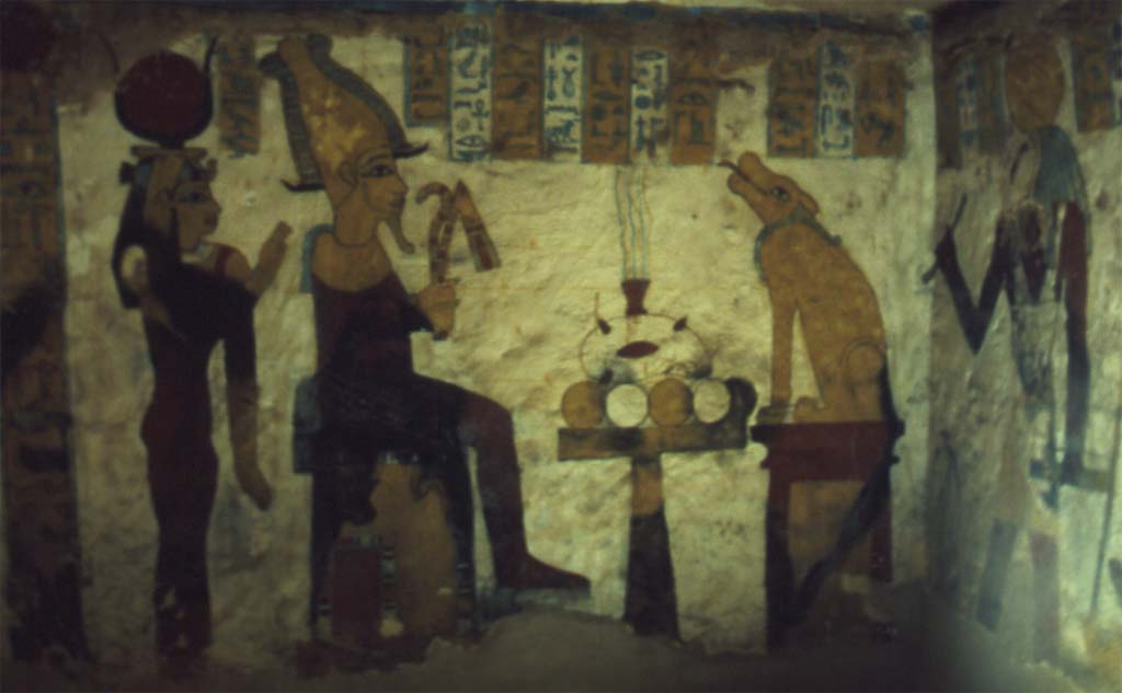 Une fresque des tombes de Qaret Qasr Salim à Bahareya (Baouiti)