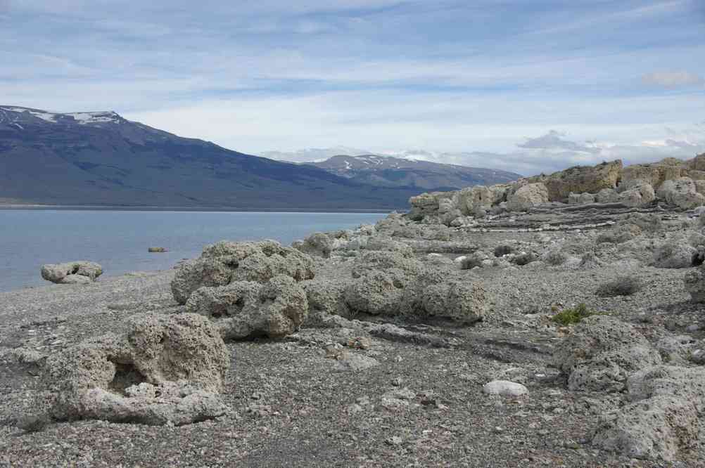 Stromatolithes sur les rives du lac Sarmiento, le 13 novembre 2012