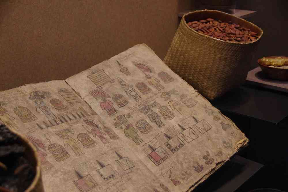 Musée national d’anthropologie. Codex conservé dans le musée (Matrícula de Tributos), le 17 janvier 2016
