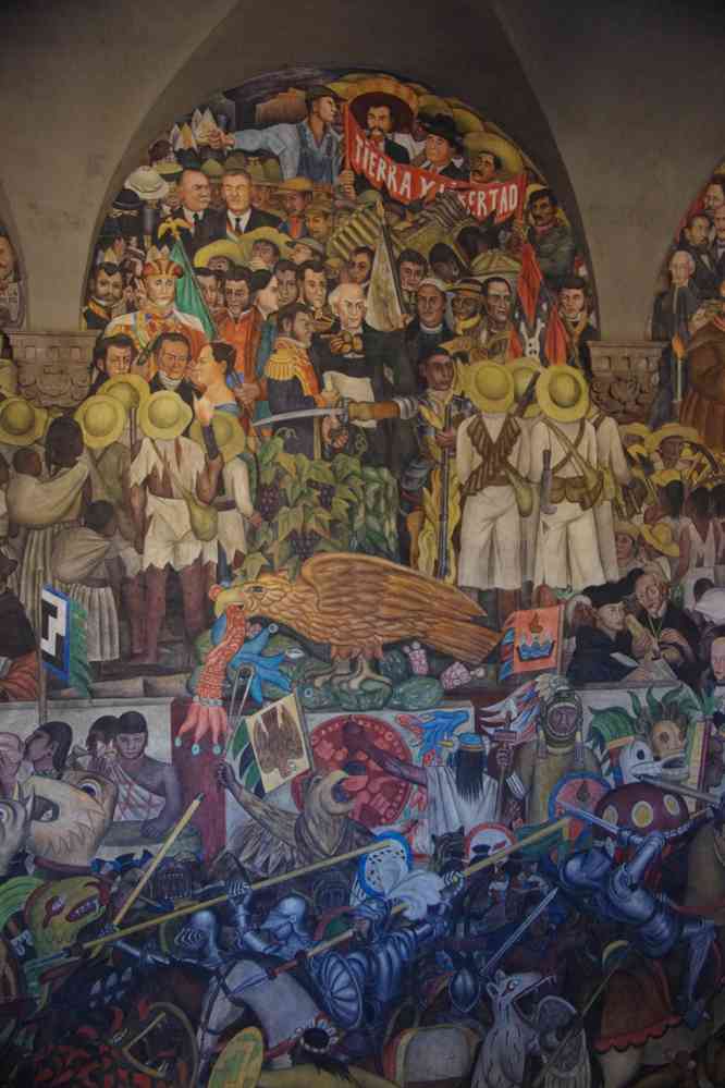 Palais national ; fresque de Diego Rivera (1886-1957), l’épopée du Peuple mexicain, le 17 janvier 2016
