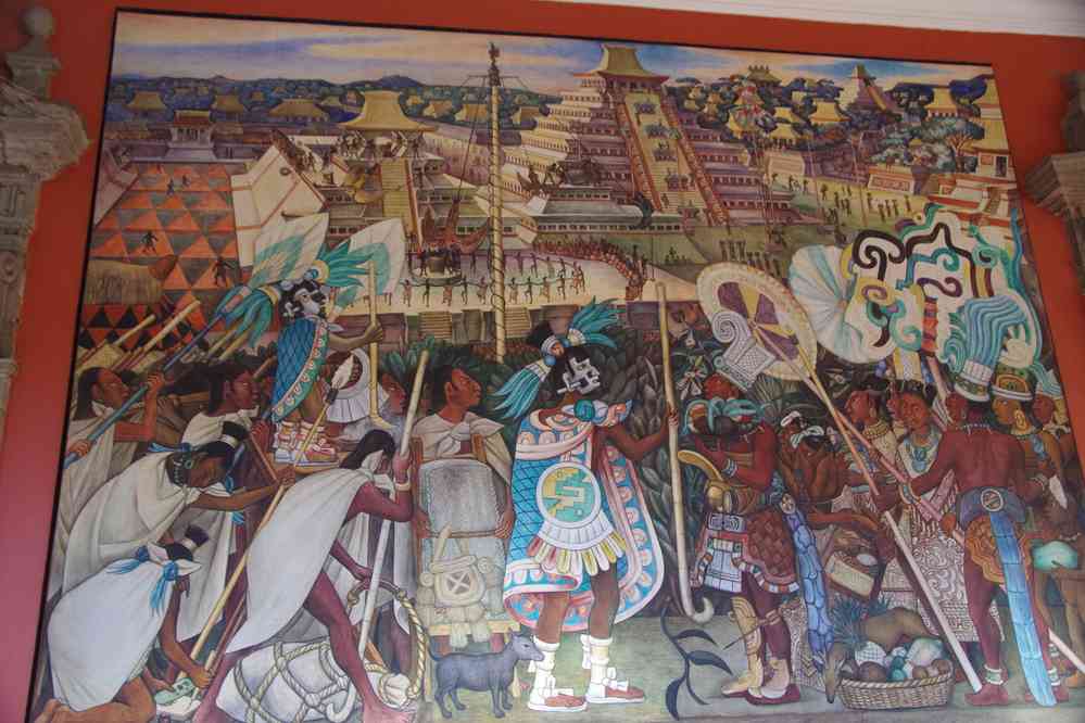 Palais national ; fresque de Diego Rivera (1886-1957), l’épopée du Peuple mexicain, le 17 janvier 2016