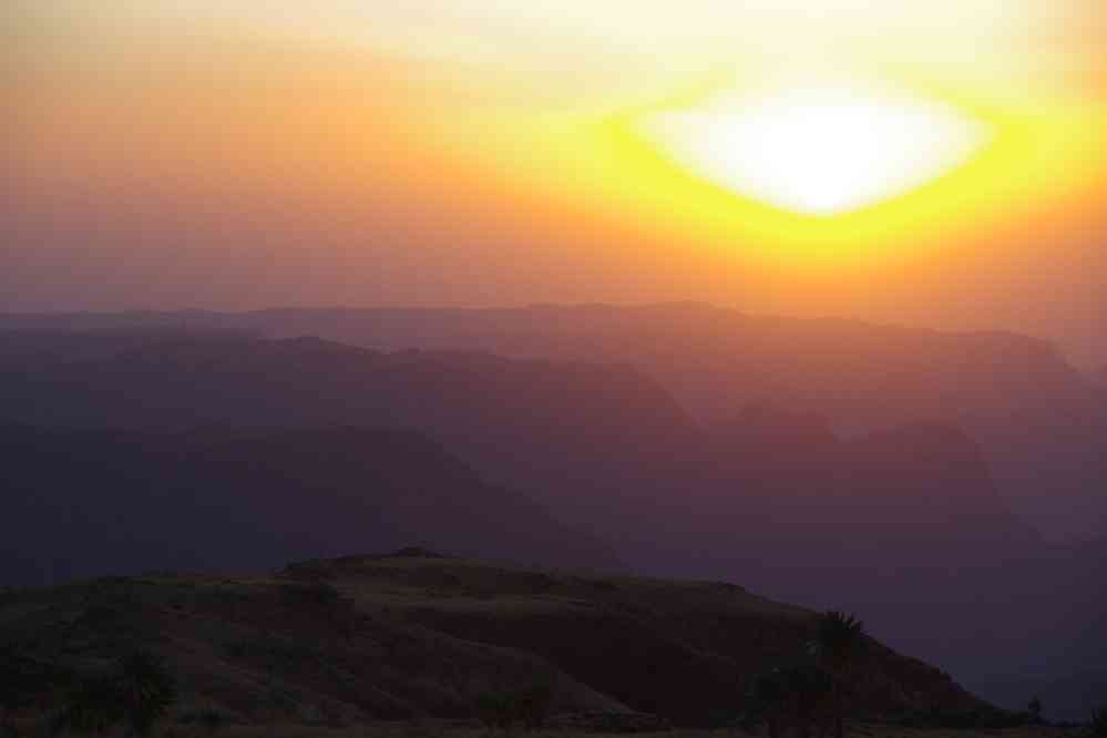 Trek dans le Simien (coucher de soleil depuis le mont Kedadit), le 17 janvier 2017