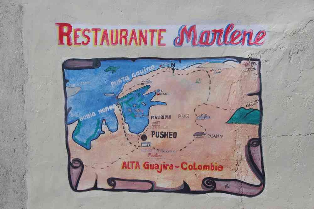 Restaurant Marlène, Alta Guajira, Colombie. On arrive tard, on repartira tard, le 25 janvier 2018