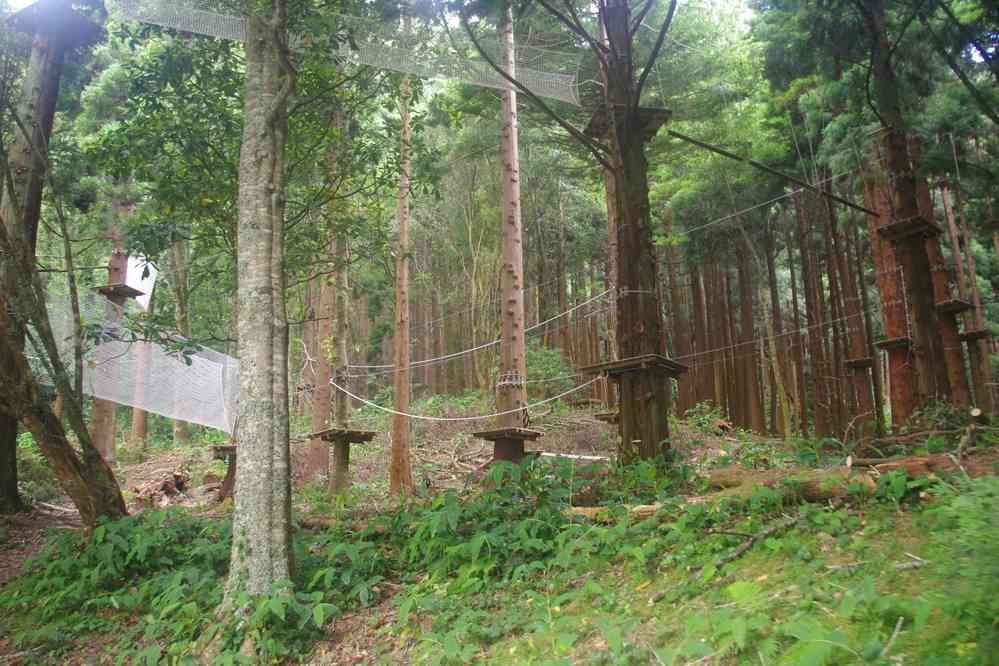 Tour (partiel) à pied du lac de Furnas. Acrobranche en cours d’installation (pas au programme d’Allibert…), le 3 juillet 2023