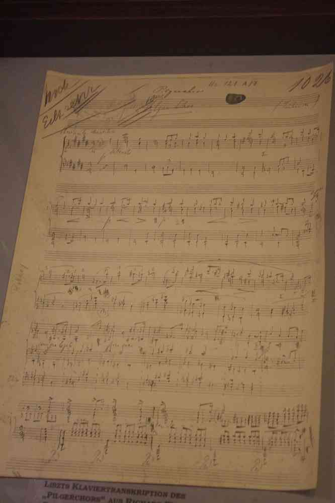 Bayreuth, musée Franz-Liszt. Transcription par Liszt (et transposition en mi majeur) du chœur des pèlerins de Tannhaüser de Wagner.
