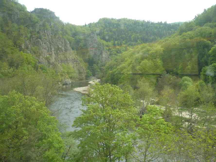 Essai de photo depuis le train des gorges de l’Allier. Le lundi 11 mai 2009