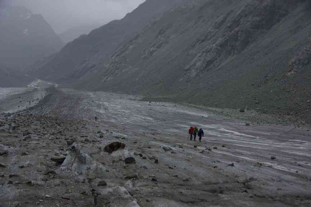 Progression sur le glacier d’Otemma. Le jeudi 12 août 2010