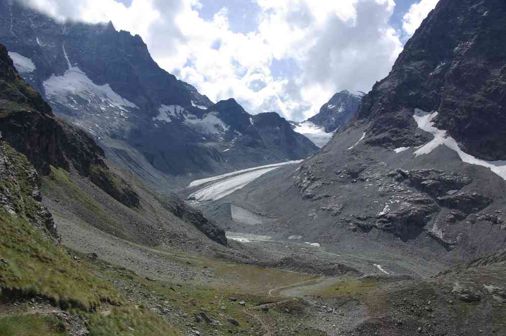 Le haut glacier d’Arolla et le mont Brûlé. Le vendredi 13 août 2010