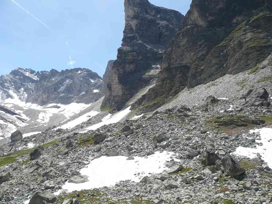 Le grand bec d’Étache et le glacier éponyme. Le samedi 11 juillet 2009